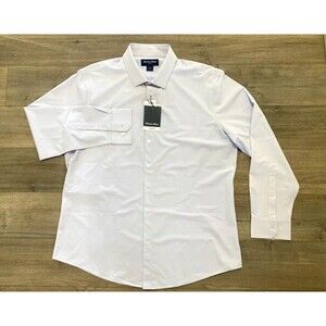 Mizzen + Main Leeward Mens XXL Trim Stretch Long Sleeve Micro Check Lilac Shirt